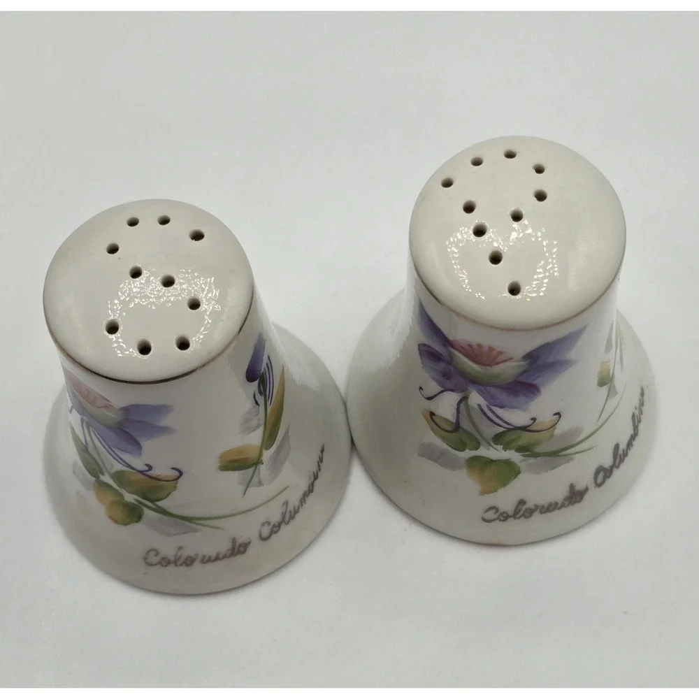 Vintage Colorado Columbine Floral Salt & Pepper‎ Shakers Flower
